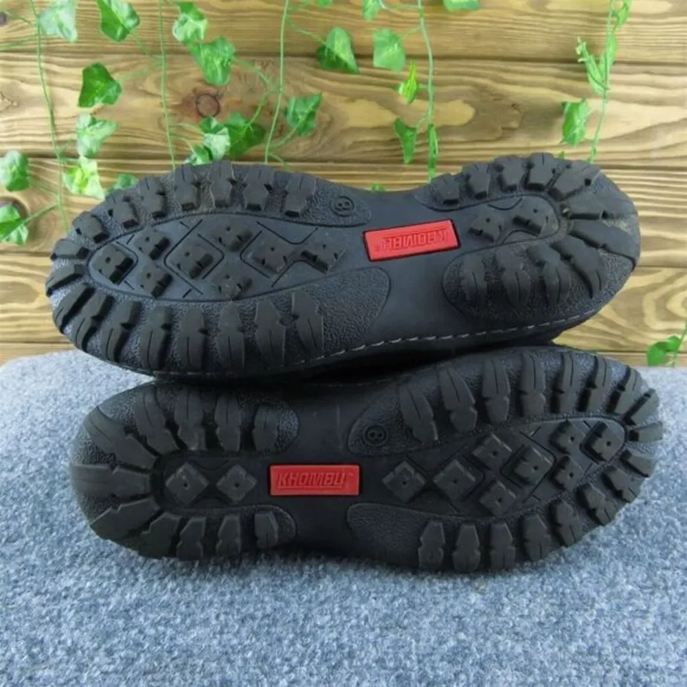 Khombu  Women Shearling Style Boots Black Leather‎ Zip Size 8 Medium